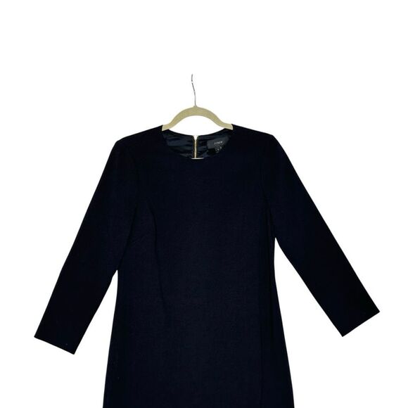 J Crew Black Crepe Long Sleeve Overlap Shift Dress | Size 2 - Picture 6 of 9